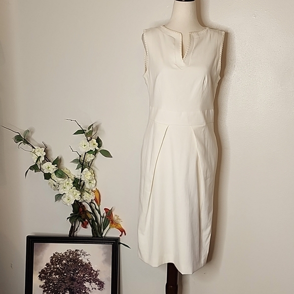 RARE Piazza Sempione Italian Dress Ivory Silk V Neck...